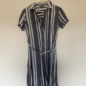 dip bluish/gray and White Striped Button-Front Dress